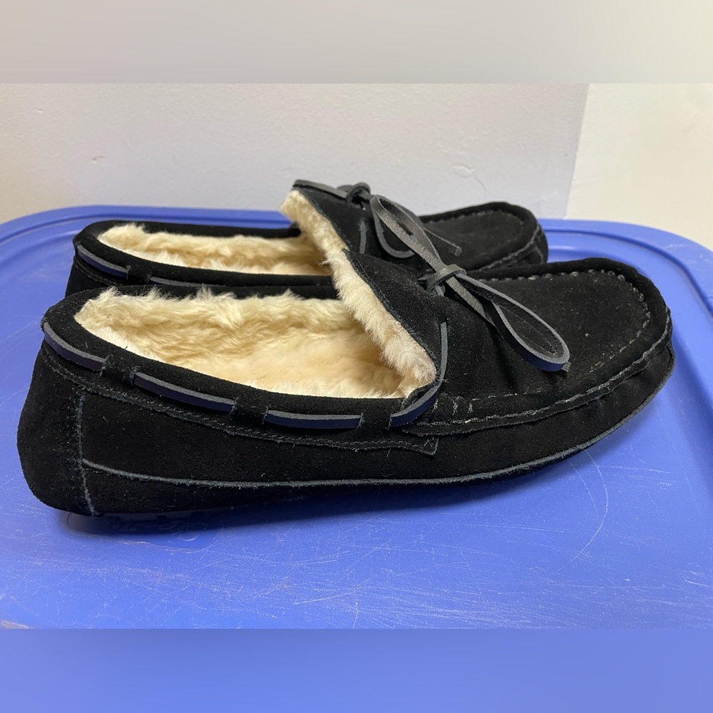 DREAM PAIRS Mens Suede Winter Shearling Moccasin Slippers Slip On Shoes Black 9